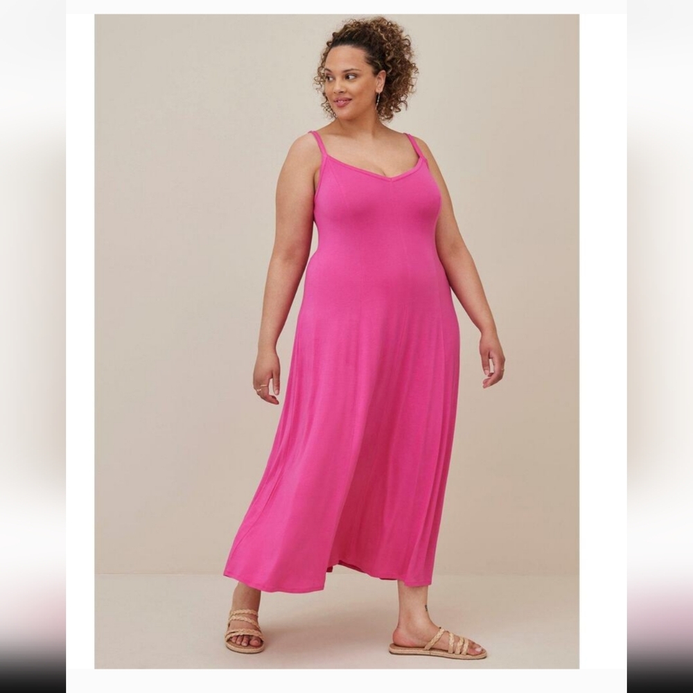 Pretty Torrid Pink Super Soft Trapeze Maxi Summer Dress Size 3 3x 24W